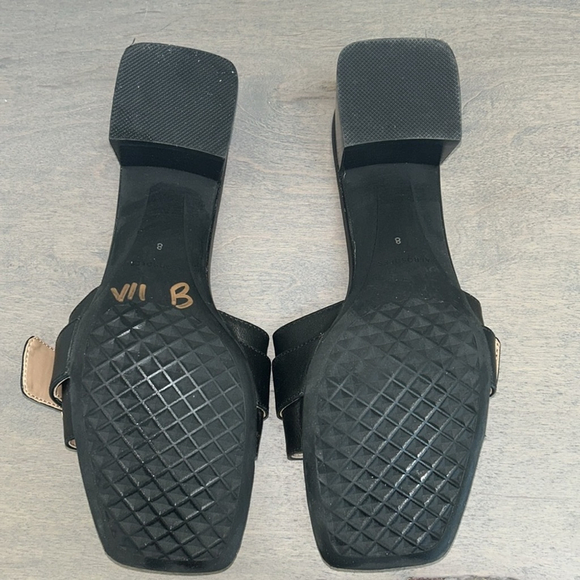 Aerosols: Black and Gold Mules with Gold Buckle: Size 8 - Picture 4 of 6